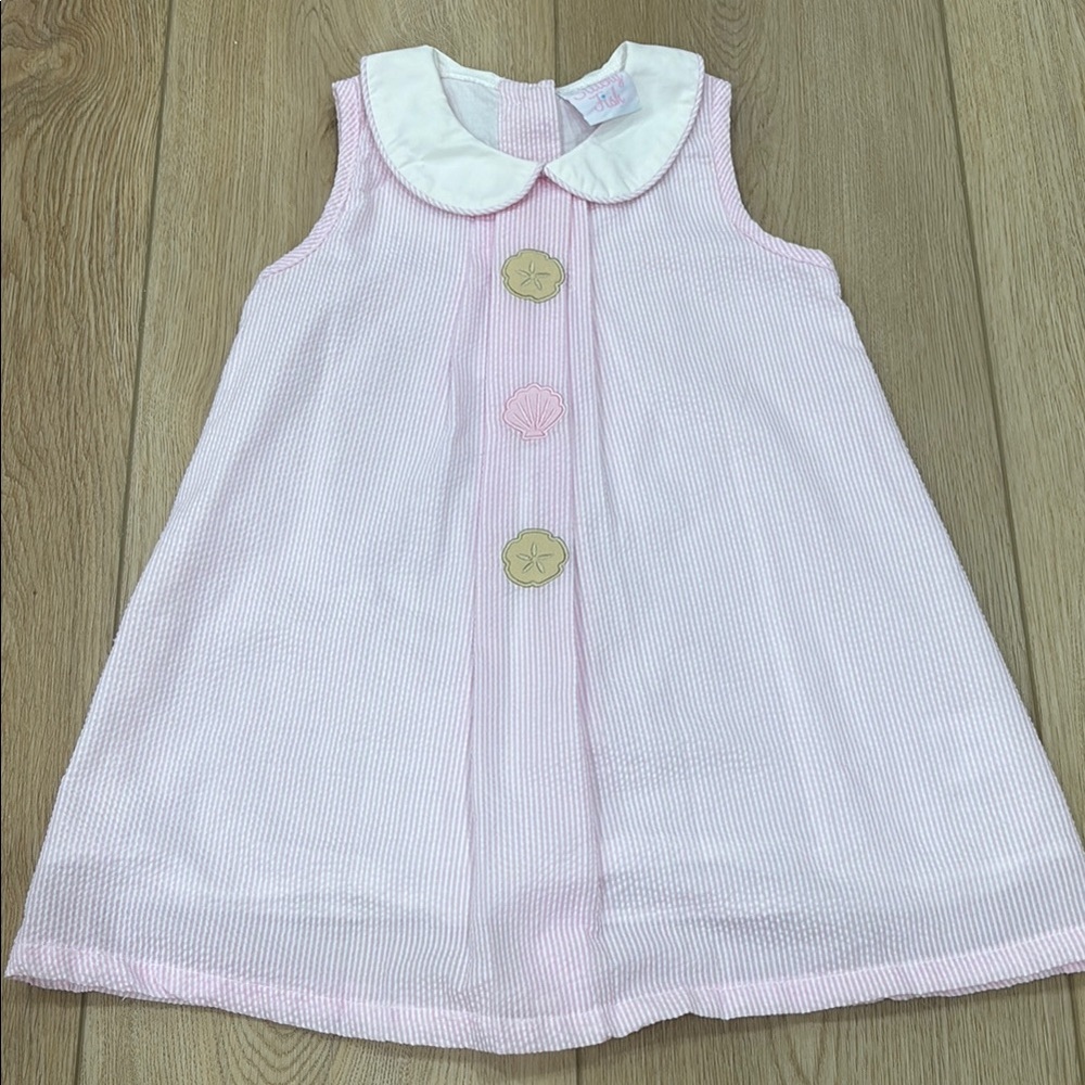 Stitchy Fish Pink Sleeveless Sanddollar Dress with White Collar